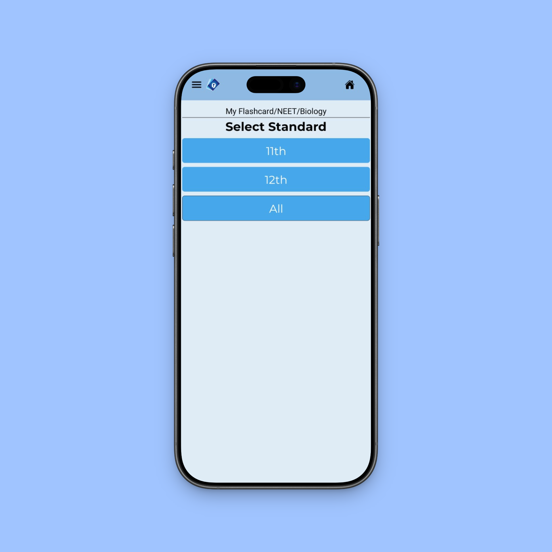 EFlashcards app interface
